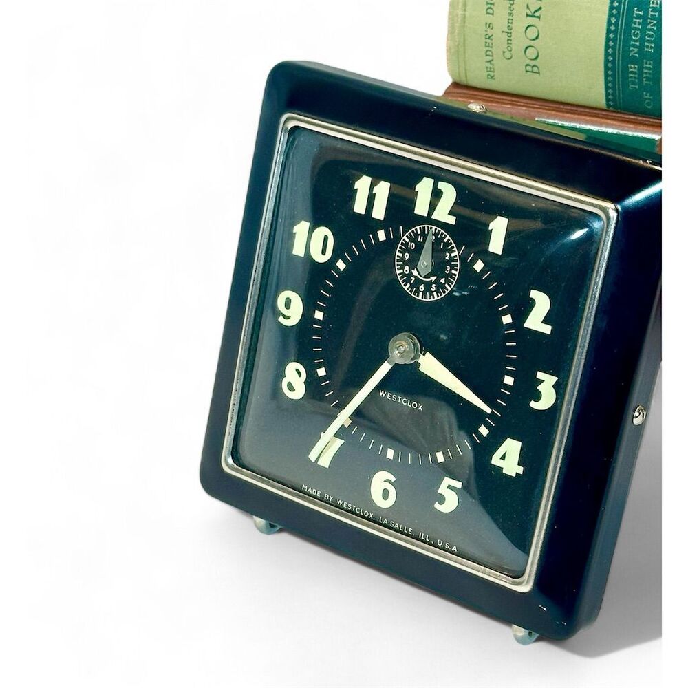 Vintage Westclox Art Deco, Spur Alarm Clock Classic Black Mid-Century Industrial